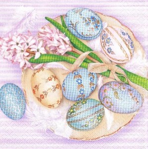 Serwetka decoupage 33x33 cm - pisanki, hiacynty