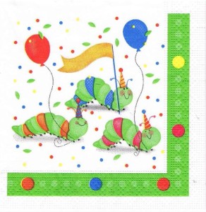 Serwetka decoupage 33x33 cm - dżdżownice z balonami