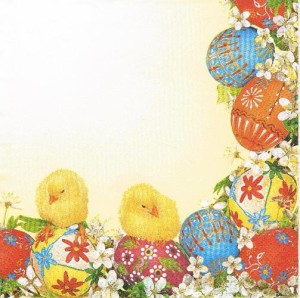 Serwetka decoupage 33x33 cm - pisanki, kurczaki