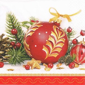 Serwetka decoupage 33x33 cm - bombka, bombki, święta