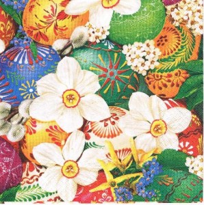 Serwetka decoupage 33x33 cm - pisanki, narcyze