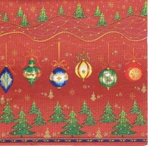 Serwetka decoupage 33x33 cm - bombki, choinki