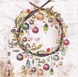 Serwetka decoupage 33x33 cm - bombki, stroik, święta