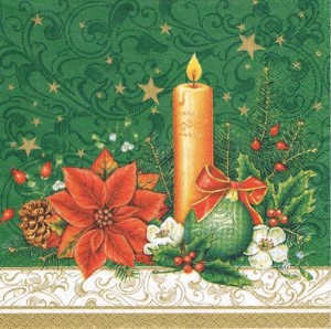 Serwetka decoupage 33x33 cm - świeca, stroik