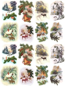Papier klasyczny A4 do decoupage - sarenki, zima
