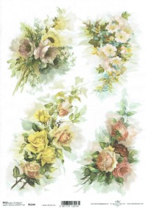 Papier ryżowy A4 ITD do decoupage - kwiaty, róże 