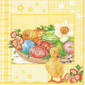 Serwetka decoupage 33x33 cm - kaczka z pisankami