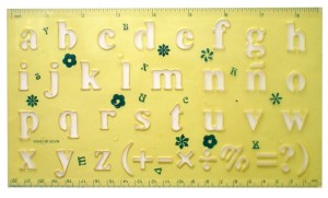 Szablon z linijką - Litery małe i znaki