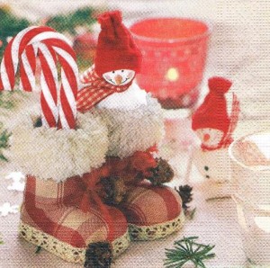 Serwetka decoupage 33x33 cm - buty, bałwanki