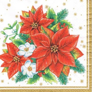 Serwetka decoupage 33x33 cm - gwiazda betlejemska, stroik