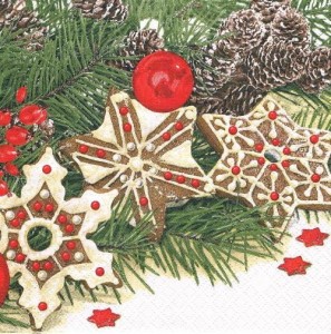 Serwetka decoupage 33x33 cm - gwiazdki, pierniki