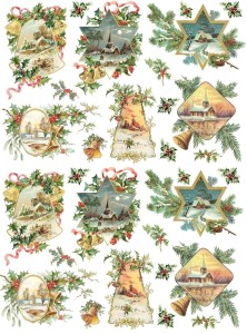 Papier klasyczny A4 do decoupage - widok, pejzaż, zima 