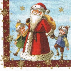 Serwetka decoupage 33x33 cm - Mikołaj, dzieci