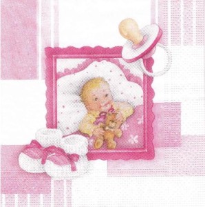 Serwetka decoupage 33x33 cm - dziecko, smoczek, buciki