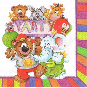 Serwetka decoupage 33x33 cm - misie, słoniki