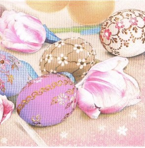 Serwetka decoupage 33x33 cm - pisanki, tulipany