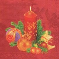 Serwetka decoupage 33x33 cm - świeca, bombki