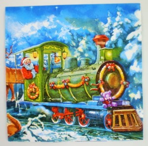 Serwetka decoupage 33x33 cm - lokomotywa, mikołaj, zima