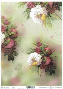 Papier ryżowy A4 ITD do decoupage - kwiaty, piwonie