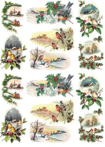 Papier klasyczny A4 do decoupage - ptaki, ptaszki, zima