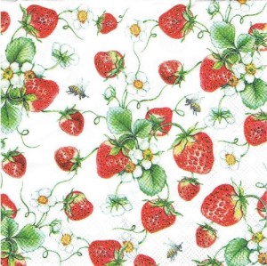 Serwetka decoupage 33x33 cm - truskawka