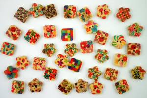 Guziki, kwiatki i kwadraty - 5 sztuk