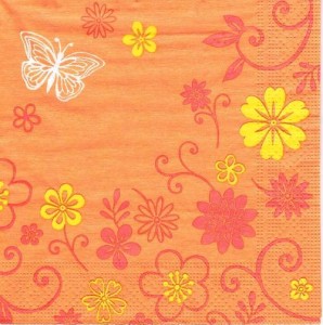 Serwetka decoupage 33x33 cm - kwiaty, motyl