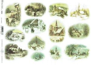 Papier ryżowy A4 ITD do decoupage - pejzaż zimowy, widok