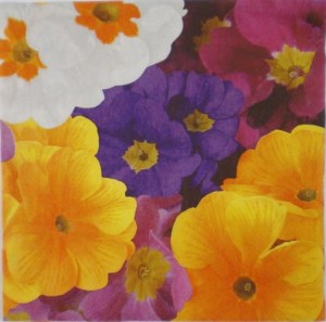 Serwetka decoupage 33x33 cm - kwiaty, pierwiosnki