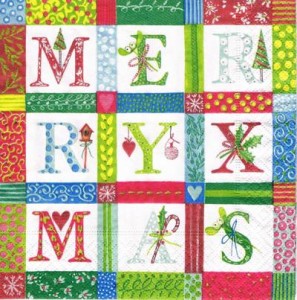 Serwetka decoupage 33x33 cm - litery, literki, święta