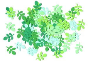 Scrapki papierowe liście, listki 25mm 50szt mix zielone 