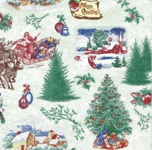 Serwetka decoupage 33x33 cm - mikołaj, choinki