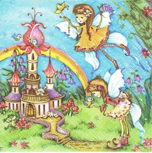 Serwetka decoupage 33x33 cm - wróżki, zamek