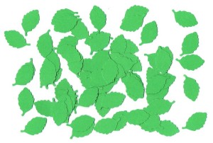 Scrapki papierowe liście, listki 15x25mm 50szt zielone