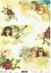Papier ryżowy A4 ITD do decoupage - anioły, aniołki 