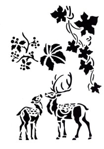 Szablon A4  - sarny, sarenka, jeleń, liście, bluszcz