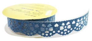 Koronka samoprzylepna brokatowa kokardki 1m  - ciemnoniebieska
