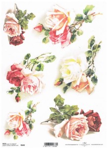 Papier ryżowy A4 ITD do decoupage - kwiaty, róże