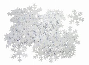 Scrapki papierowe białe perłowe śnieżynki 25mm 25szt