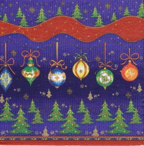 Serwetka decoupage 33x33 cm - bombki, choinki