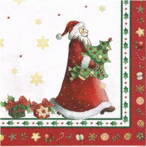 Serwetka decoupage 33x33 cm - mikołaj, choinka