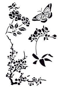 Szablon A4  - motyl, kwiaty