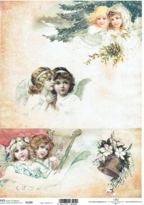 Papier ryżowy A4 ITD do decoupage - anioły, aniołki