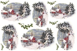 Papier ryżowy A4 do decoupage A - widok, pejzaż, zima