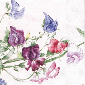 Serwetka decoupage 33x33 cm - kwiaty, groszek pachnący