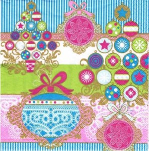 Serwetka decoupage 33x33 cm - bombki, choinka, wzorki, święta