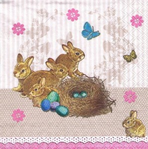 Serwetka decoupage 33x33 cm - zajączki, jajka