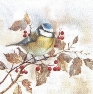 Serwetka decoupage 33x33 cm - ptak, zima