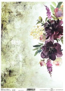 Papier ryżowy A4 ITD do decoupage - kwiaty, brama
