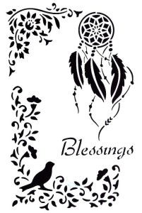 Szablon A4  - ptak, kwiaty, narożnik, łapacz snów, napisy